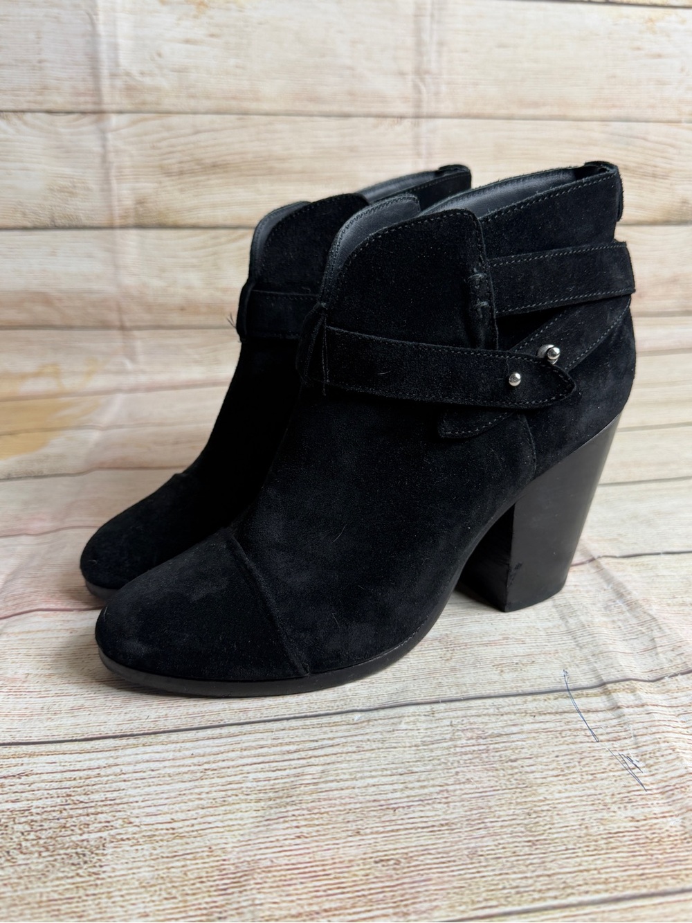 Rag & Bone Harrow ankle booties black suede leather.  38. Size 8